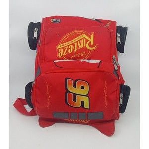 Disney Pixar Lightning McQueen Rust-eze Backpack Red Kids Race Car